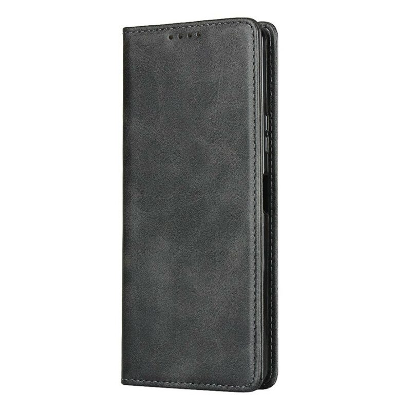 Folio Cover Sony Xperia 10 II Custodia in pelle Pelle Crosta Eleganza