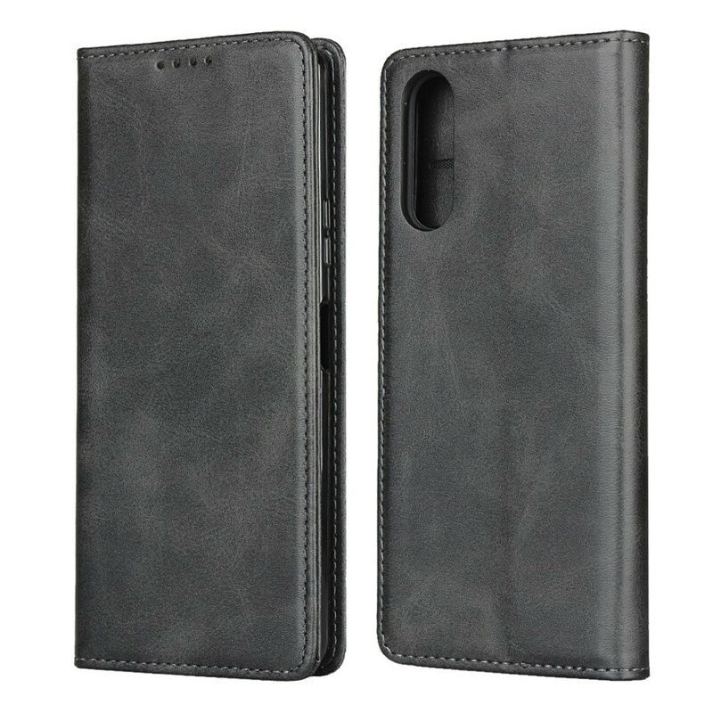 Folio Cover Sony Xperia 10 II Custodia in pelle Pelle Crosta Eleganza