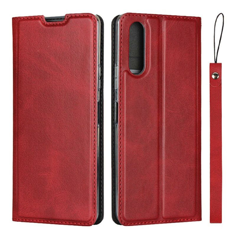 Folio Cover Sony Xperia 10 II Custodia in pelle Ecopelle Con Cinturino