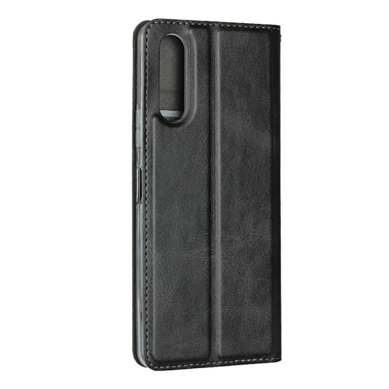 Folio Cover Sony Xperia 10 II Custodia in pelle Ecopelle Con Cinturino