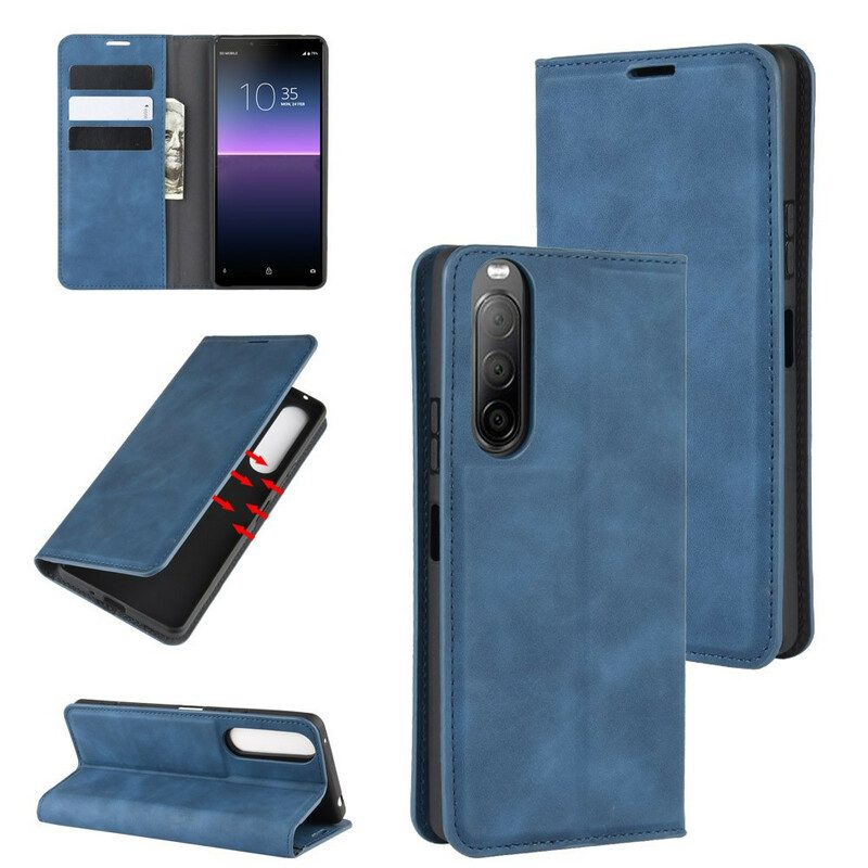 Folio Cover Sony Xperia 10 II Custodia in pelle Effetto Pelle Morbida