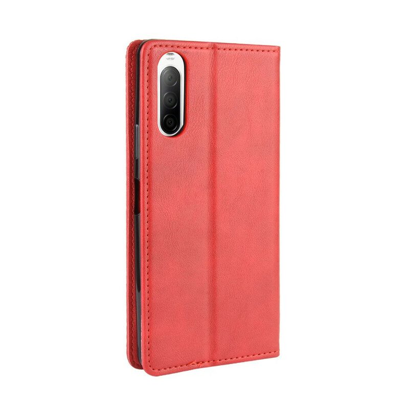 Folio Cover Sony Xperia 10 II Custodia in pelle Effetto Pelle Vintage Stilizzato