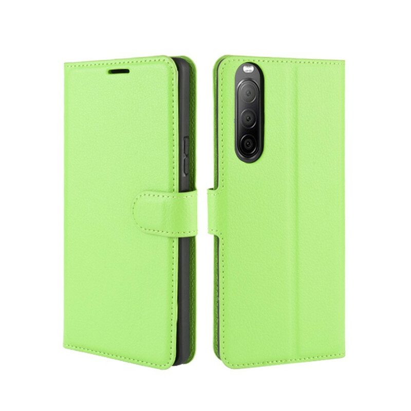 Folio Cover Sony Xperia 10 II Ecopelle Litchi